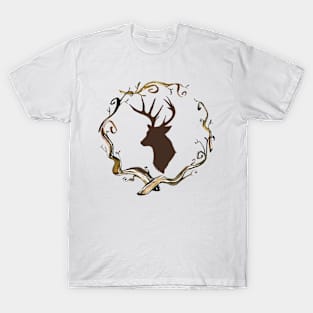 Stag Head Branch Wreath T-Shirt